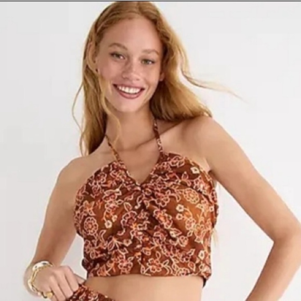 J.CREW Vintage Vines Halter Top Retro Style BNWT Limited Edition